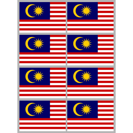 Drapeau Malaisie (8 fois 9.5x6.3cm) - Sticker/autocollant