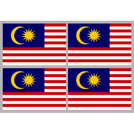 Drapeau Malaisie (4 fois 9.5x6.3cm) - Sticker/autocollant
