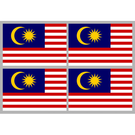 Drapeau Malaisie (4 fois 9.5x6.3cm) - Sticker/autocollant