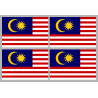 Drapeau Malaisie (4 fois 9.5x6.3cm) - Sticker/autocollant
