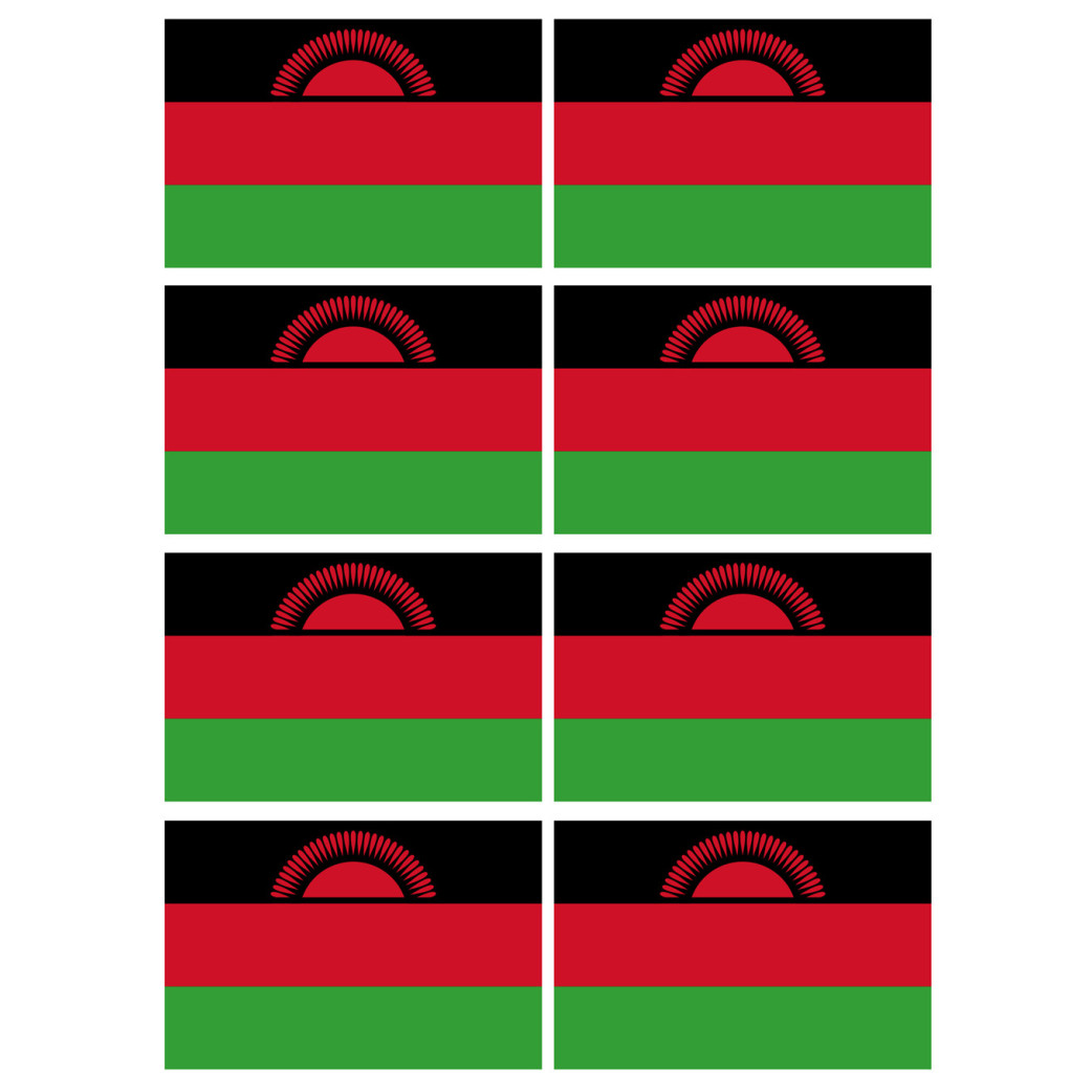 Drapeau Malawi (8 fois 9.5x6.3cm) - Sticker/autocollant