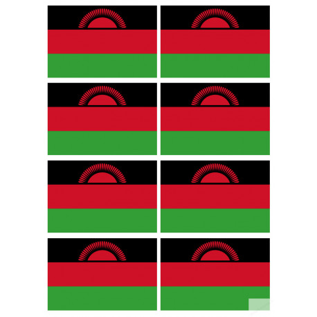 Drapeau Malawi (8 fois 9.5x6.3cm) - Sticker/autocollant