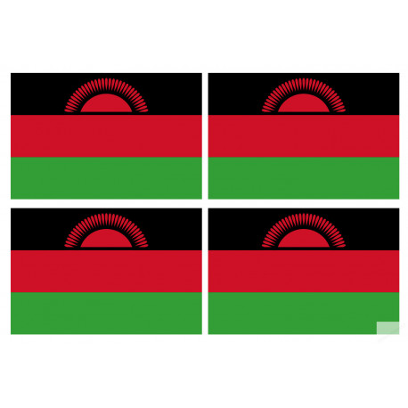 Drapeau Malawi (4 fois 9.5x6.3cm) - Sticker/autocollant Drapeau Malawi (4 fois 9.5x6.3cm) - Sticker/autocollant