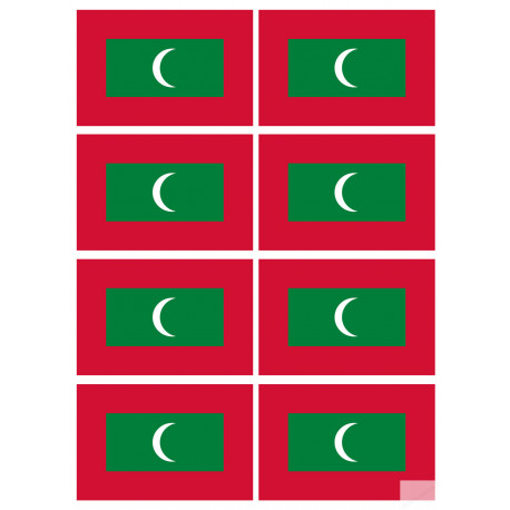 Drapeau Maldives (8 fois 9.5x6.3cm) - Sticker/autocollant