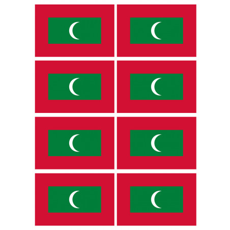 Drapeau Maldives (8 fois 9.5x6.3cm) - Sticker/autocollant