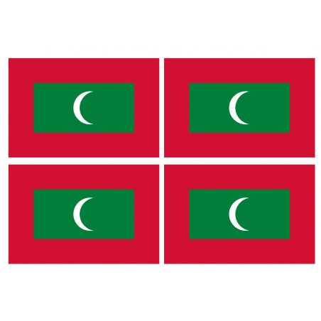 Drapeau Maldives (4 fois 9.5x6.3cm) - Sticker/autocollant