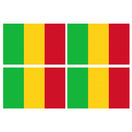 Drapeau Mali (4 fois 9.5x6.3cm) - Sticker/autocollant