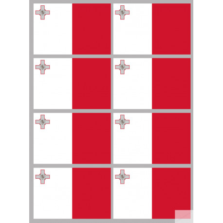 Drapeau Malte (8 fois 9.5x6.3cm) - Sticker/autocollant Drapeau Malte (8 fois 9.5x6.3cm) - Sticker/autocollant
