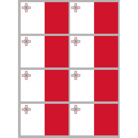 Drapeau Malte (8 fois 9.5x6.3cm) - Sticker/autocollant