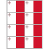 Drapeau Malte (8 fois 9.5x6.3cm) - Sticker/autocollant