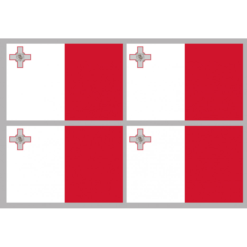 Drapeau Malte (4 fois 9.5x6.3cm) - Sticker/autocollant