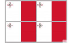 Drapeau Malte (4 fois 9.5x6.3cm) - Sticker/autocollant