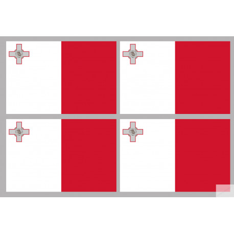 Drapeau Malte (4 fois 9.5x6.3cm) - Sticker/autocollant Drapeau Malte (4 fois 9.5x6.3cm) - Sticker/autocollant