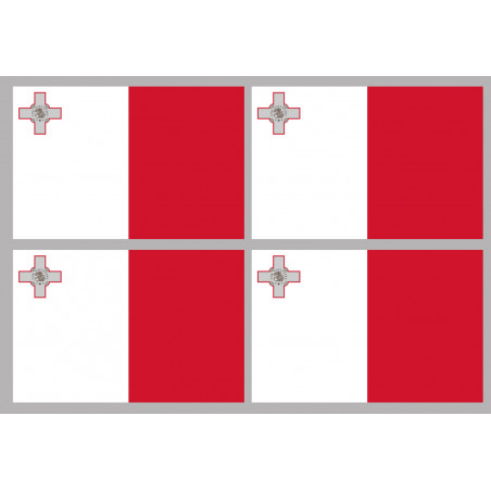 Drapeau Malte (4 fois 9.5x6.3cm) - Sticker/autocollant