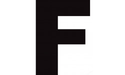Lettre F noir sur fond blanc (20x16.6cm) - Sticker/autocollant