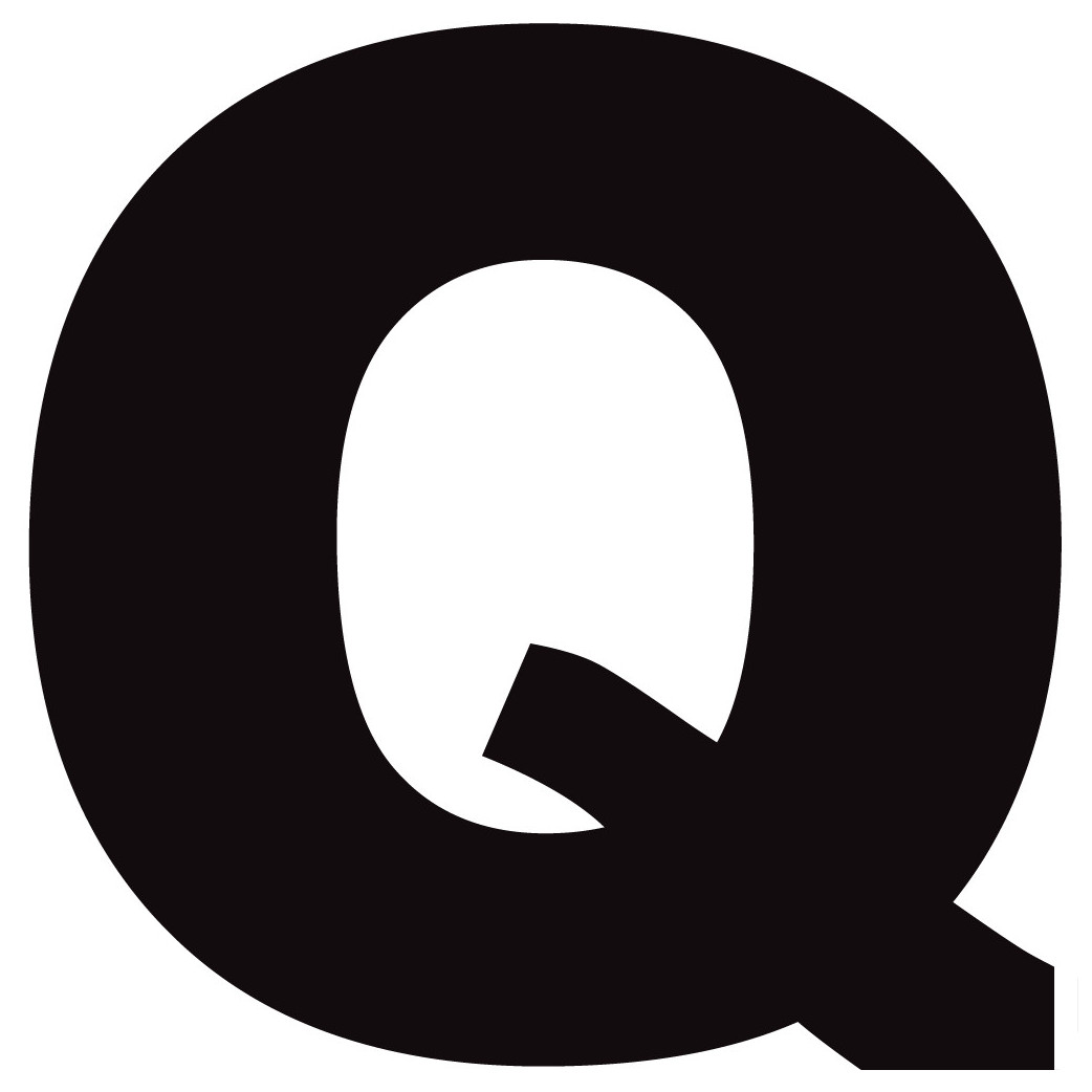 Lettre Q noir sur fond blanc (15x15.2cm) - Sticker/autocollant