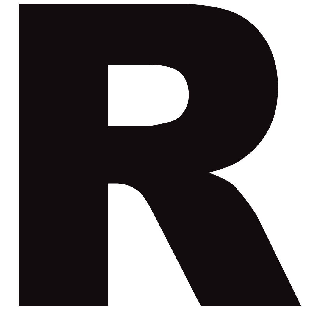 Lettre R noir sur fond blanc (15x14.7cm) - Sticker/autocollant