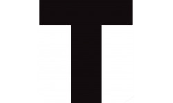 Lettre T noir sur fond blanc (5x4.7cm) - Sticker/autocollant