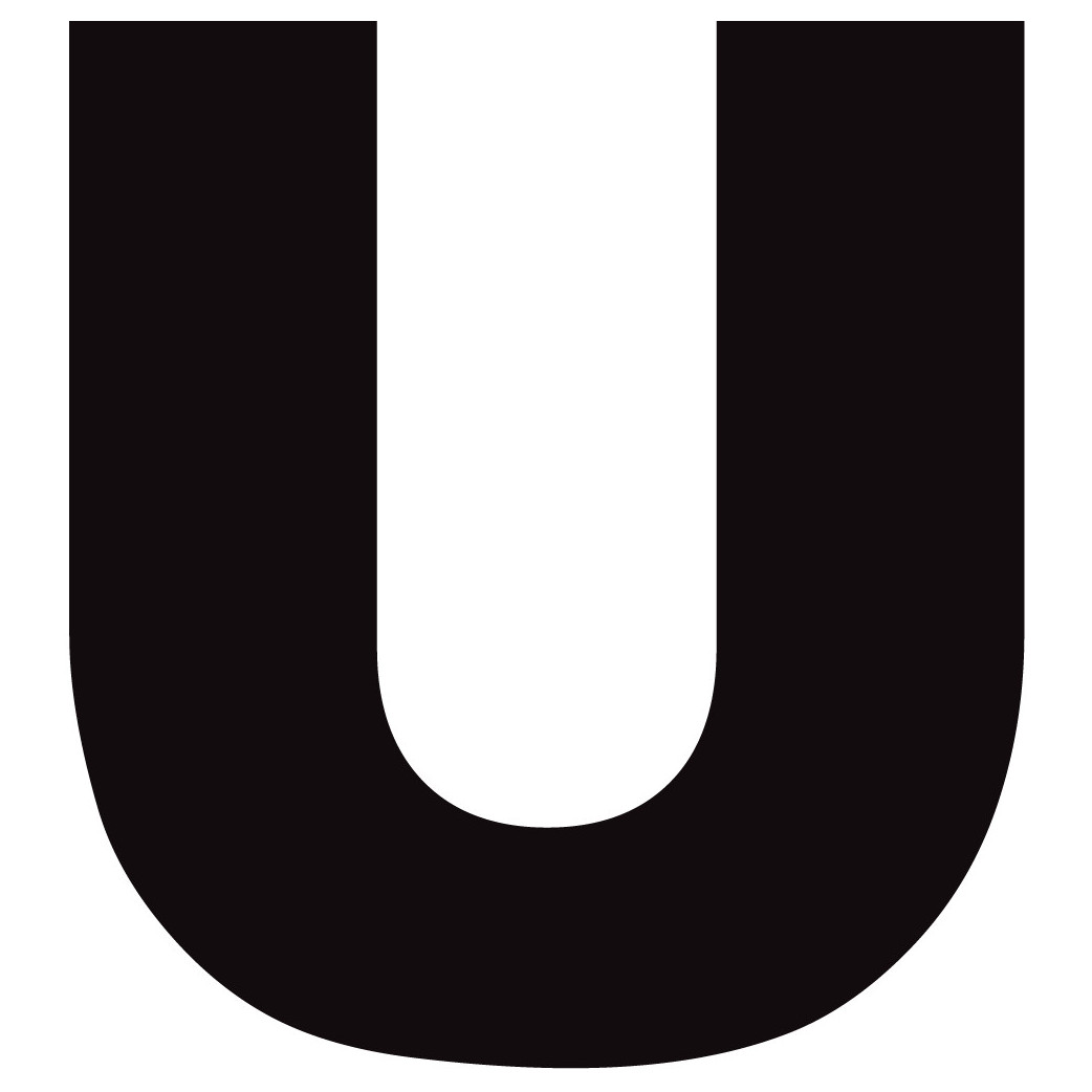 Lettre U noir sur fond blanc (10x10cm) - Sticker/autocollant