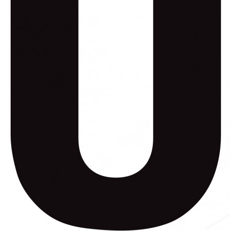 Lettre U noir sur fond blanc (10x10cm) - Sticker/autocollant