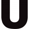 Lettre U noir sur fond blanc (10x10cm) - Sticker/autocollant