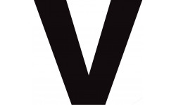 Lettre V noir sur fond blanc (10x10.5cm) - Sticker/autocollant
