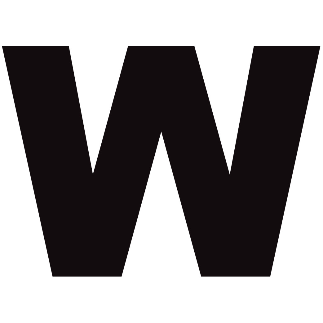 Lettre W noir sur fond blanc (5x7cm) - Sticker/autocollant