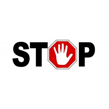 STOP main - 21x9cm - Sticker/autocollant