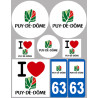 Département 63 le Puy-de-Dôme (8 autocollants variés) - Sticker/autocollant