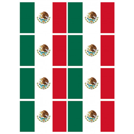 Drapeau Mexique (8 fois 9,5x6.3cm) - Sticker/autocollant