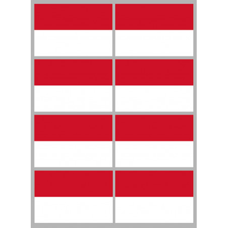 Drapeau Monaco - 8 stickers - 9.5 x 6.3 cm - Sticker/autocollant