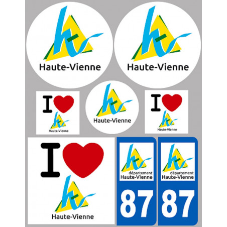 Département 87 la Haute-Vienne (8 autocollants variés) - Sticker/autocollant