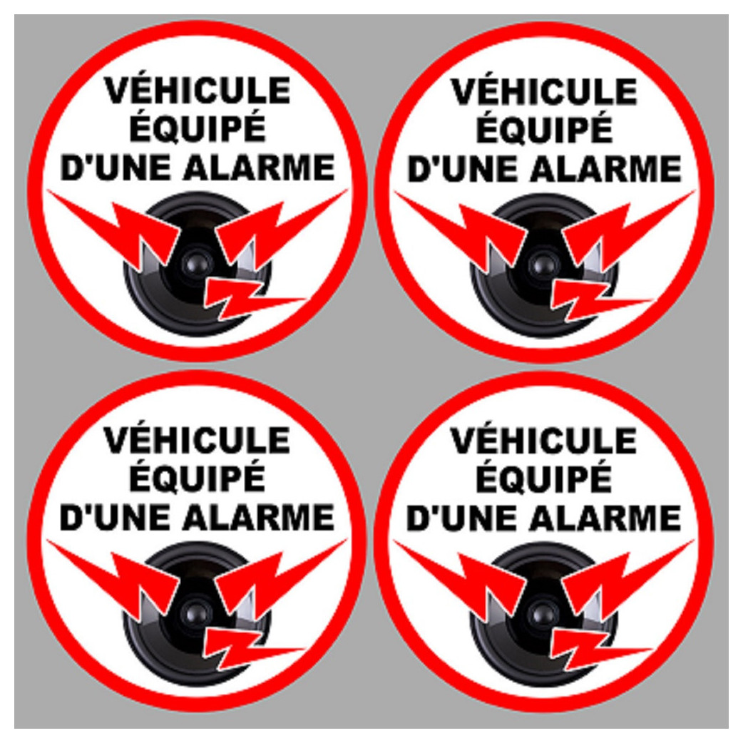 véhicule sous alarme 4 stickers de 5cm - Sticker/autocollant