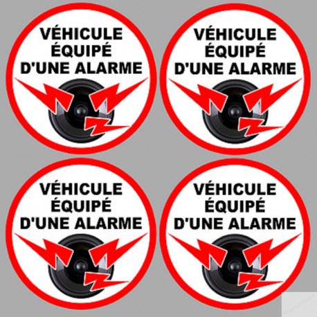 véhicule sous alarme 4 stickers de 5cm - Sticker/autocollant