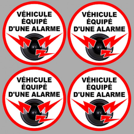 véhicule sous alarme 4 stickers de 5cm - Sticker/autocollant