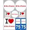 Département 75 l'île de France (8 autocollants variés) - Sticker/autocollant