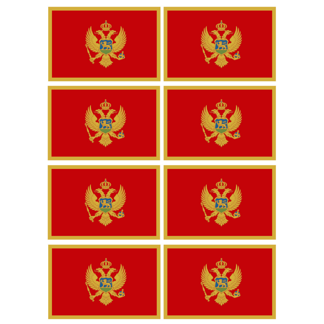Drapeau Monténégro (8 fois 9.5x6.3cm) - Sticker/autocollant