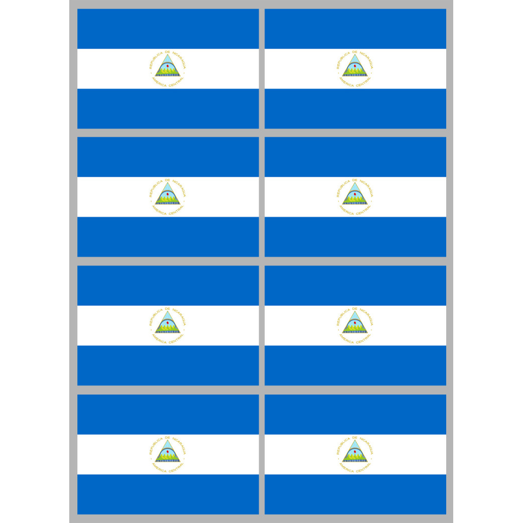 Drapeau Nicaragua (8 fois 9.5x6.3cm) - Sticker/autocollant