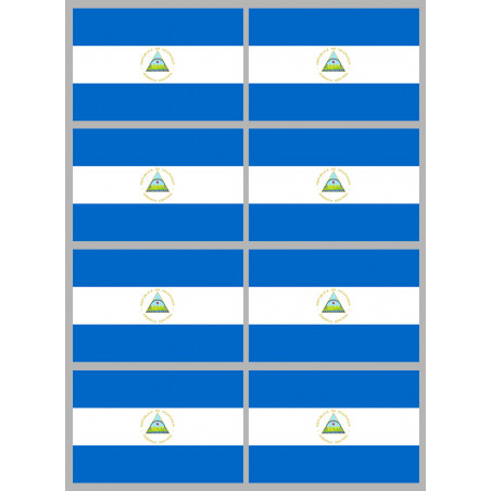 Drapeau Nicaragua (8 fois 9.5x6.3cm) - Sticker/autocollant
