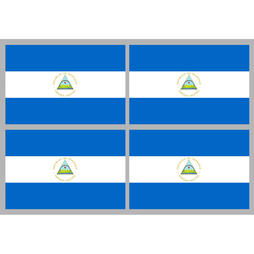 Drapeau Nicaragua (4 fois 9.5x6.3cm) - Sticker/autocollant