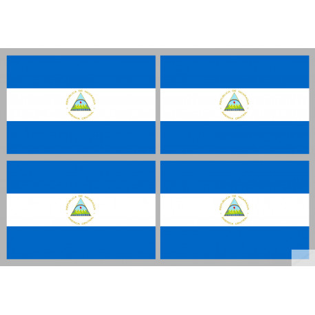 Drapeau Nicaragua (4 fois 9.5x6.3cm) - Sticker/autocollant Drapeau Nicaragua (4 fois 9.5x6.3cm) - Sticker/autocollant