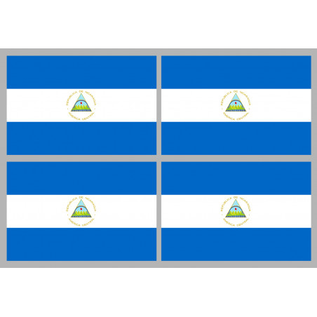 Drapeau Nicaragua (4 fois 9.5x6.3cm) - Sticker/autocollant
