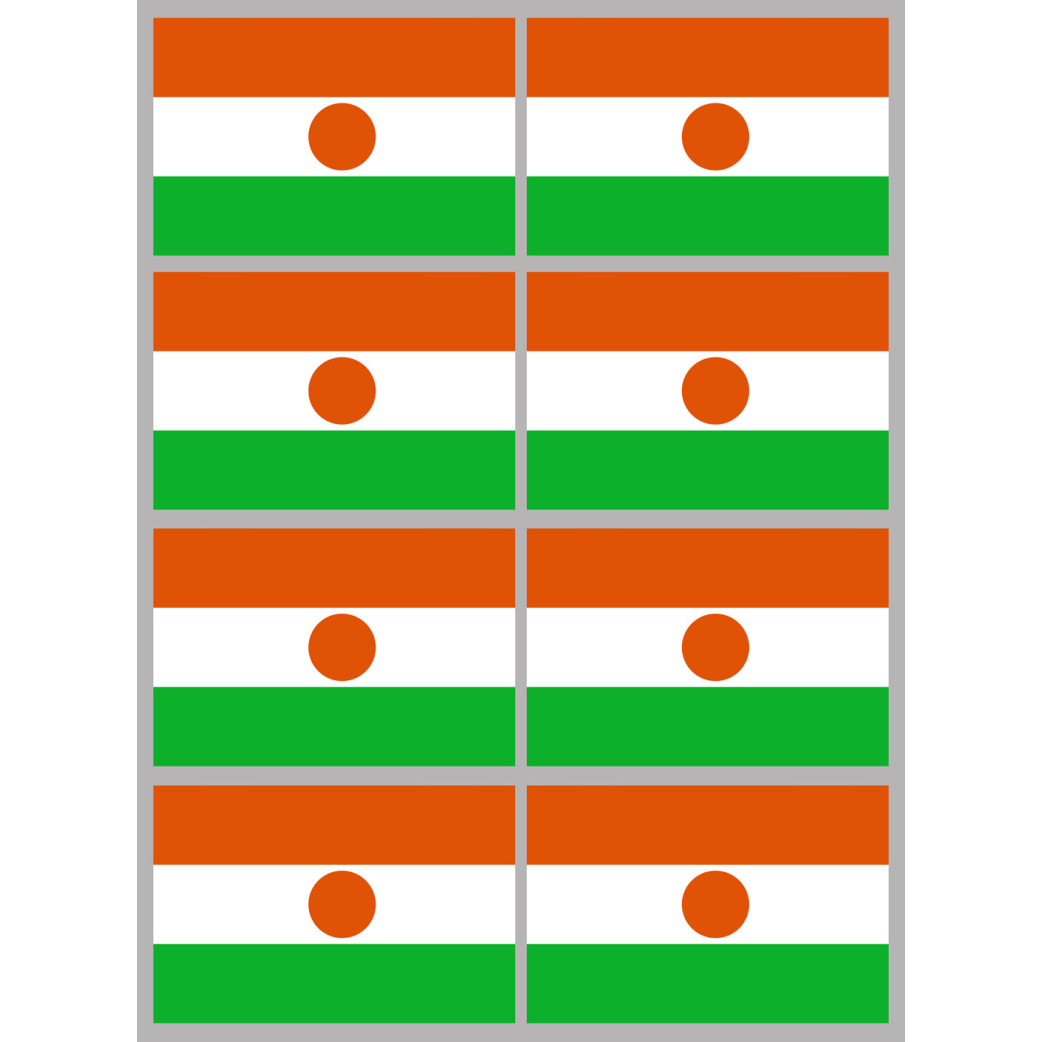 Drapeau Niger (8 fois 9.5x6.3cm) - Sticker/autocollant