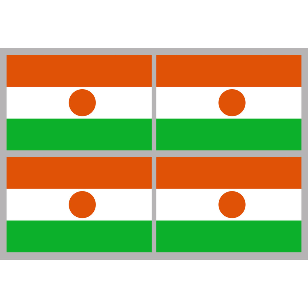 Drapeau Niger (4 fois 9.5x6.3cm) - Sticker/autocollant