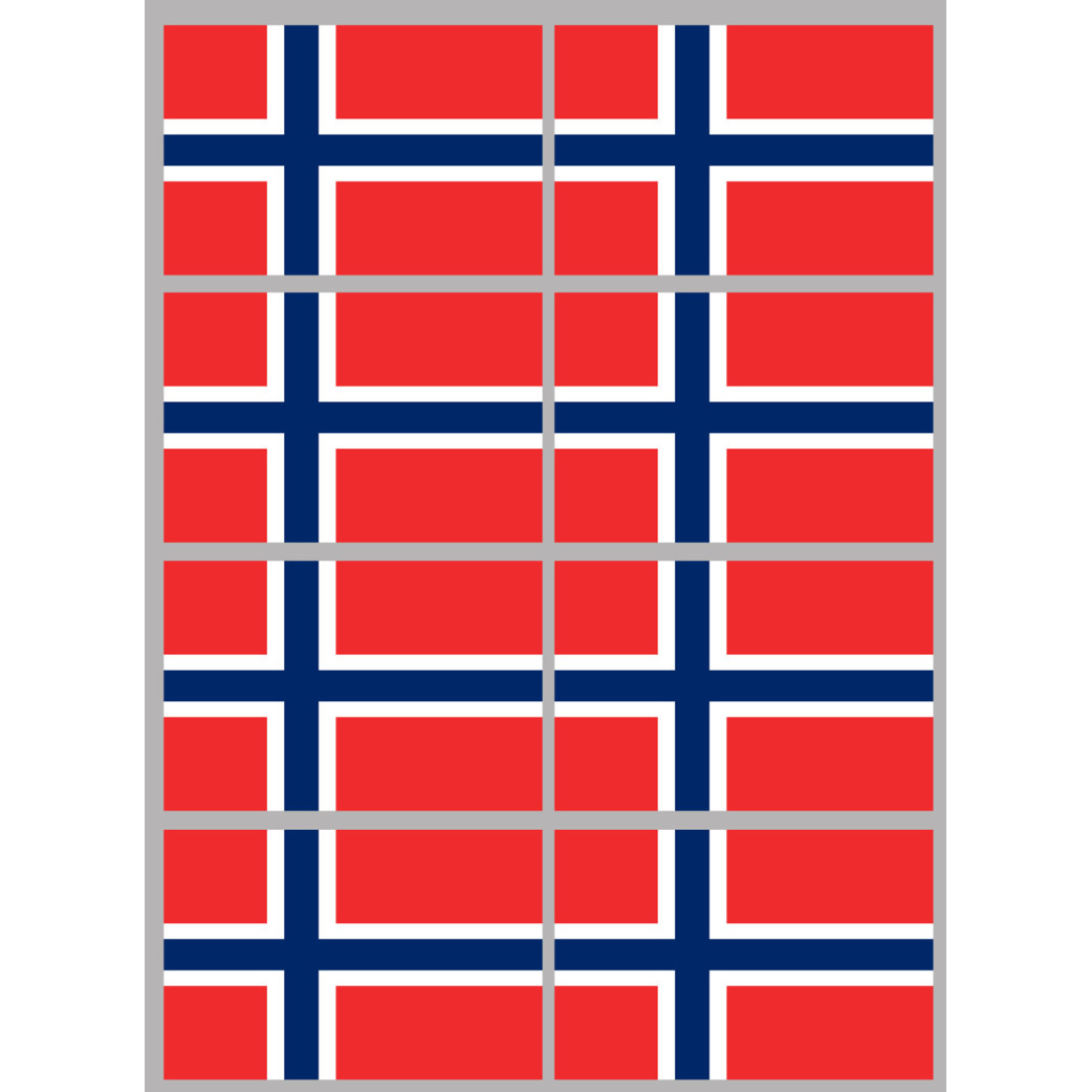 Drapeau Norvège (8 fois 9.5x6.3cm) - Sticker/autocollant