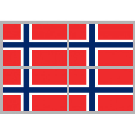 Drapeau Norvège (4 fois 9.5x6.3cm) - Sticker/autocollant