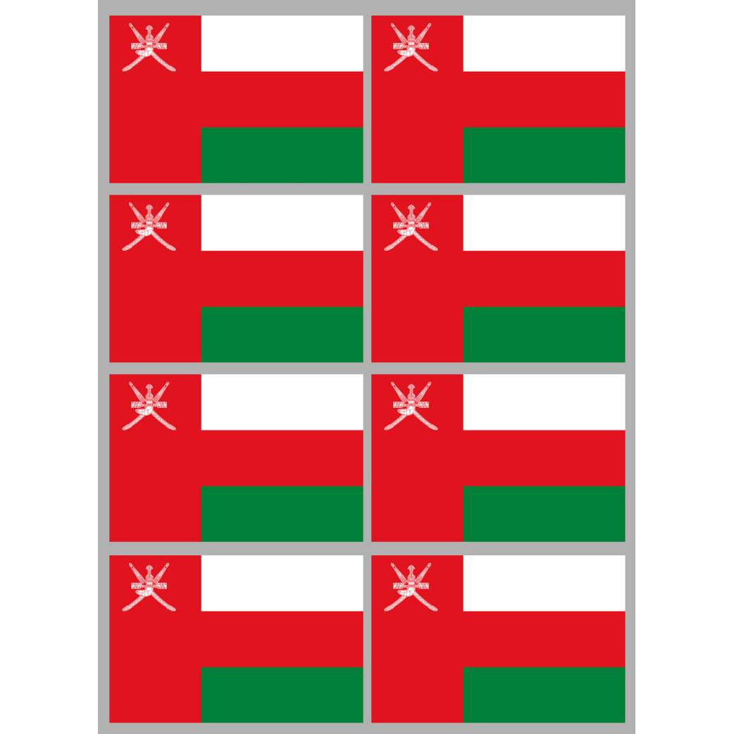 Drapeau Oman (8 fois 9.5x6.3cm) - Sticker/autocollant
