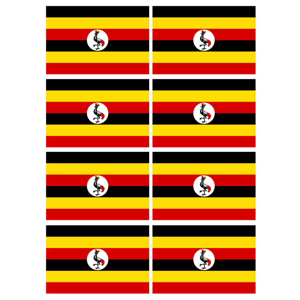 Drapeau Ouganda (8 fois 9.5x6.3cm) - Sticker/autocollant