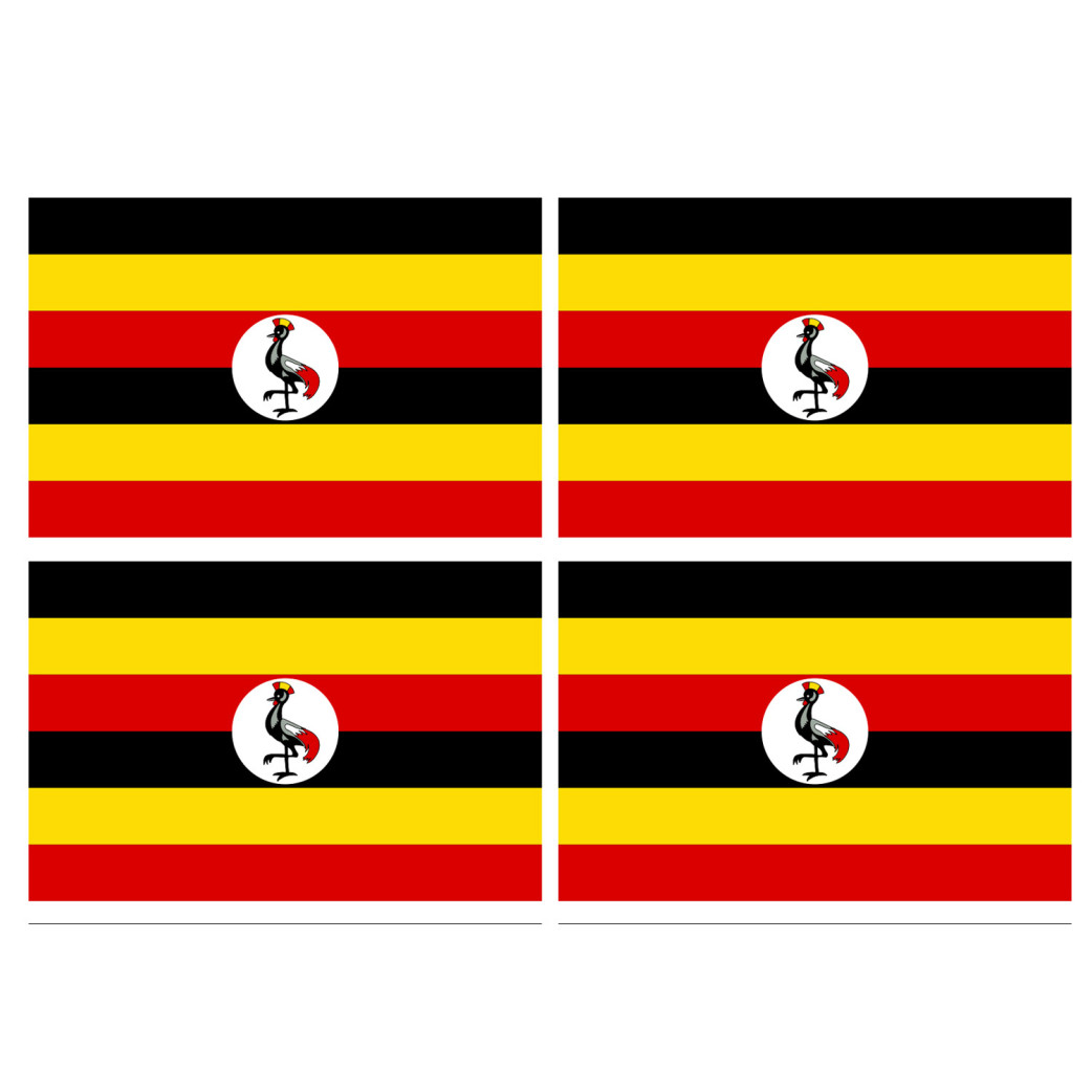 Drapeau Ouganda (4 fois 9.5x6.3cm) - Sticker/autocollant