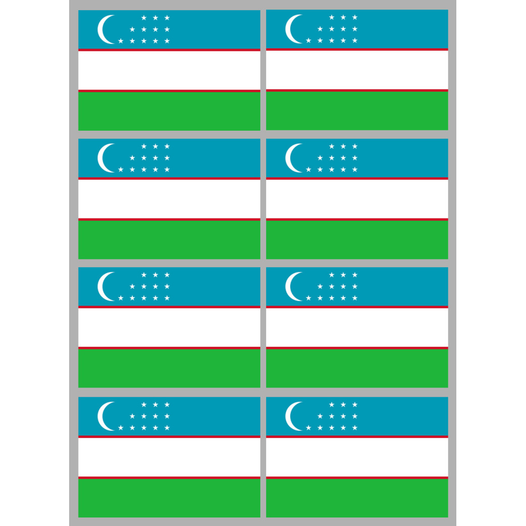 Drapeau Ouzbékistan (8 fois 9.5x6.3cm) - Sticker/autocollant